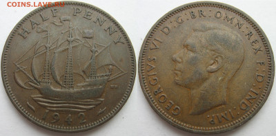 Великобритания пол пенни 1942 г. До 31.05.25 - Великобритания 1-2 пенни 1942.JPG