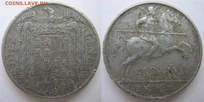 Испания 10 центов 1941 г. До 02.06.25 - Испания 10 центов 1941.JPG