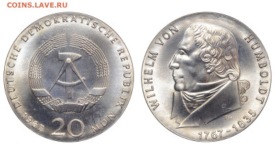 ГДР. 20 марок 1967 г. Гумбольдт. До 01.06.25. - Р1849