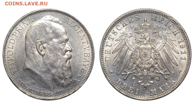 Бавария. 3 марки 1911 г. Регент. До 01.06.25. - Р2433