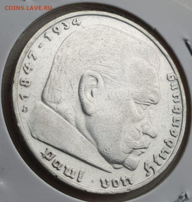 Германия 5 рейхсмарок 1936 D Гинденбург, до 05.06 22:00 мск - 2