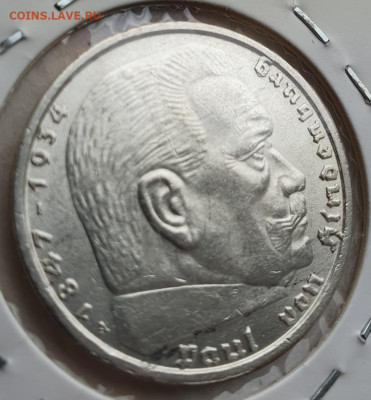 Германия 5 рейхсмарок 1938 А Гинденбург, до 05.06 22:00 мск - 2