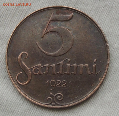 Латвия 5 сантимов 1922 до 4.06.2025 - Латвия 5 сантимов 1922.JPG