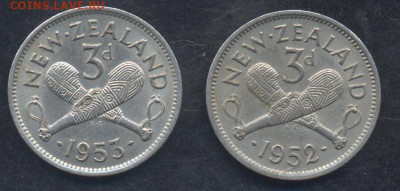 Новая Зеландия 3 пенса 1953 г.  3.06.2025 г. 22 -00 МСК. - Зеландия 3 пенса