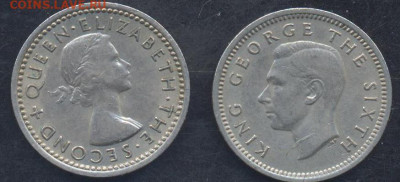 Новая Зеландия 3 пенса 1953 г.  3.06.2025 г. 22 -00 МСК. - Зеландия 3 пенса1