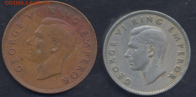Новая Зеландия 1 пенни 1945 г.   3.06.2025 г. 22 -00 МСК. - Зеландия флорин1
