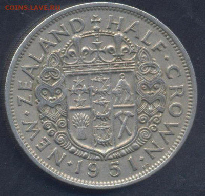 2 кроны 1951 г.  3.06.2025 г. 22 -00 МСК. - Зеландия