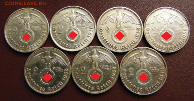 Германия. 2 марки 1938 A, B, D, E, F, G, J. - 1938.JPG