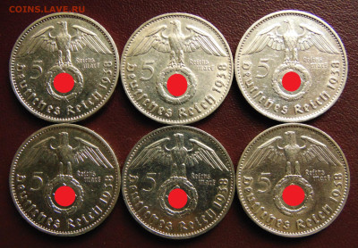 Германия. 5 марок 1938 A, D, E, F, G, J. - 1938-.JPG