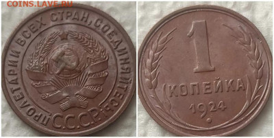 1 копейка 1924 ЯРКИЙ UNC - длотол