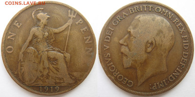 Великобритания 1 пенни 1919 г. До 05.06.25 - Англия 1 пенни 1919.JPG