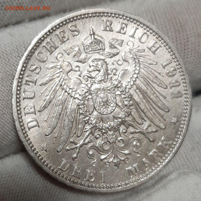 Германия 3 марки 1911 г. Серебро 900 до 09.06 в 22:00 (МСК) - 5253507729526485822