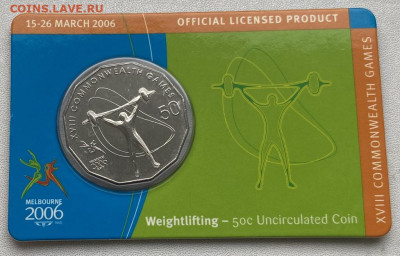 Австралия 50 центов 2006 Игры Содружества Тяжёлая атлетика - avstralija_50_centov_2006_igry_sodruzhestva_tjazhelaja_atletika_sport_buklet_blister