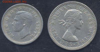 Новая Зеландия 3 пенса 1948 г. 9.06.2025 г. 22 -00 МСК. - Зеландия  6 пенсов1