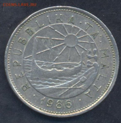 Мальта 25 центов 1986 г. 9.06.2025 г. 22 -00 МСК. - Мальта