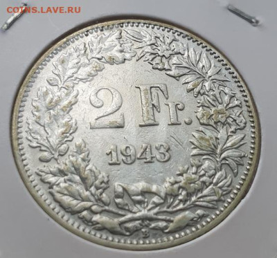 Швейцария 2 франка 1943г, до 12.06 22:00 мск - 4