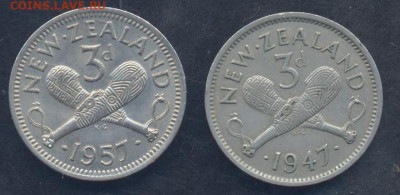Новая Зеландия 3 пенса 1947 г.   13.06.2025 г. 22 -00 МСК. - Зеландия 3 пенса