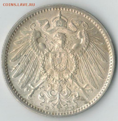 1 марка, 1915, D, Германская Империя, до 22:00 17.06 - 1 М D 1915 ав.JPG