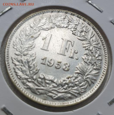 Швейцария 1 франк 1953г, до 19.06 22:00 мск - 4