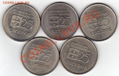 ПОРТУГАЛИЯ 25 ЭСКУДО 1980-86 (5ШТ.) ДО 16.02.12-22 (1511) - img156