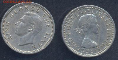 Новая Зеландия 3 пенса 1956 г.  19.06.2025 г. 22 -00 МСК. - Н.З. 3 пенса1