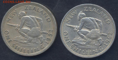 Новая Зеландия 1 шиллинг 1962 г. 19.06.2025 г. 22 -00 МСК. - Н.З. шиллинг