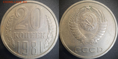 20 коп  1981 годы (4 разновидности)  до 22:00, 26.06.25 - 20к-1981-2