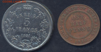 Бельгия 5 франков 1931 г.  23.06.2025 г. 22 -00 МСК. - Бельгия
