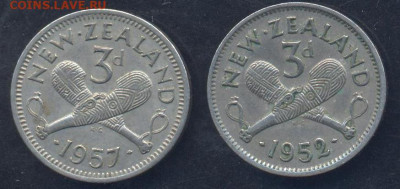 Новая Зеландия 3 пенса 1952 г.  23.06.2025 г. 22 -00 МСК. - Н. Зеландия 3 пенса