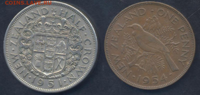 Новая Зеландия 1 пенни 1954 г.  23.06.2025 г. 22 -00 МСК. - Н. Зеландия полкроны