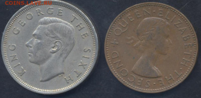 2 кроны 1951 г.  23.06.2025 г. 22 -00 МСК. - Н. Зеландия полкроны1