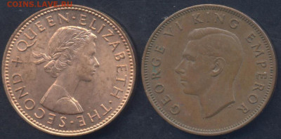 2 пенни 1965 г. 23.06.2025 г. 22 -00 МСК. - Н. Зеландия полпенни1