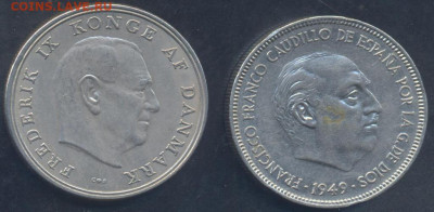 Испания 5 песет 1949 г. (49) 26.06.2025 г. 22 -00 МСК. - Дания, Испания1