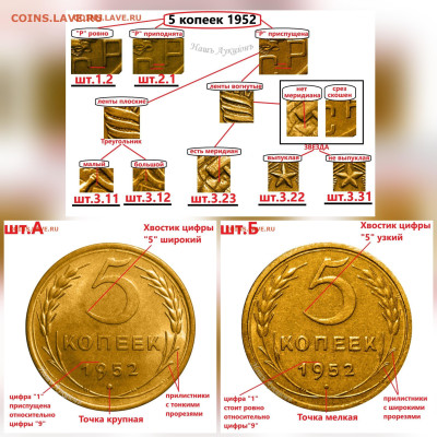 5 копеек 1952 г 3шт все разные помогите в определении разнов - 20250625_171424