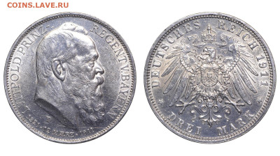 Бавария. 3 марки 1911 г. Регент. До 29.06.25. - Р2444