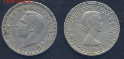 Новая Зеландия 3 пенса 1957 г. 30.06.2025 г. 22 -00 МСК. - Зеландия 3 пенса