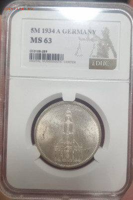 Германия 5 марок 1934 A Кирха UNC ms63 - 20250301_111659
