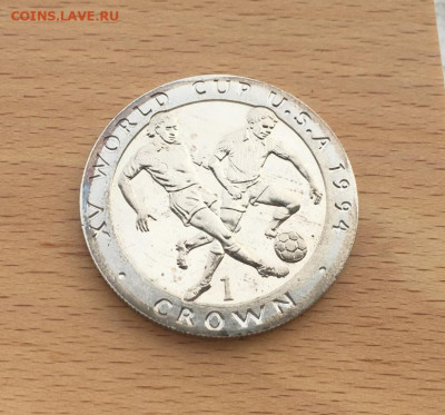 Шайба Остров Мэн 1 крона 1994 Чемпионат мира по футболу США - krona_shajba_ostrov_men_1_krona_1994_chempionat_mira_po_futbolu_ssha (2)