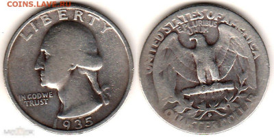 Денежное обращение в США. Вопросы - 25_centov_1_4_dollara_kvoter_1935_goda_s_serebro_ssha_3395