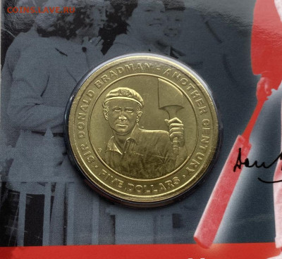 Крона Шайба Австралия 5$ долларов 2008 100 лет Дональд Брэдм - krona_shajba_avstralija_5_dollarov_2008_100_let_donald_bredmen_sport_buklet