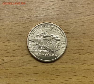 США 1$ доллар 2023 двор P Луизиана Десантный катер UNC - ssha_1_dollar_2023_dvor_p_amerikanskie_innovacii_luiziana_desantnyj_kater_unc