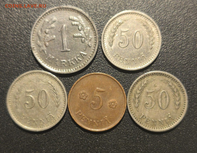 Лот Финляндия 1 марка, 50 и 5 пени 1919-1951 - IMG_20250720_231921