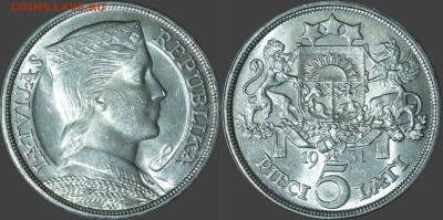5 ЛАТ 1931 UNC до 27.07. - 5 лат 1