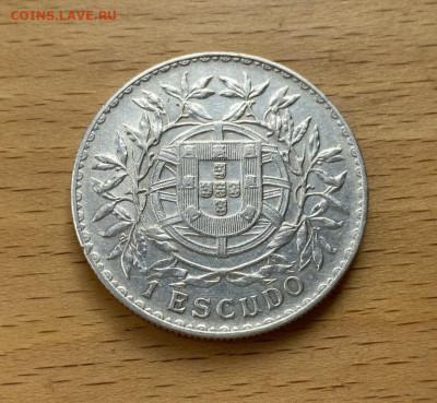 Португалия 1 эскудо 1915 XF Серебро Крона Шайба - portugalija_1_eskudo_1915_xf_serebro_krona_shajba (1)