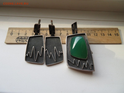 Серьги, подвеска. Серебро с камнем 70,2гр. - 10.JPG