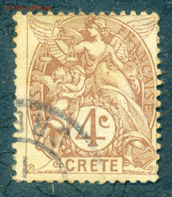 Французский Крит 1902 до 3.08. - марка-почта_Франция-Крит-1902-4с_гаш