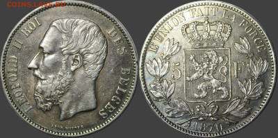 5 ФРАНКОВ 1870 Бельгия до 03.08. - бел.5фр