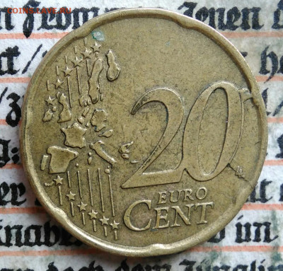 Италия 20 центов 2002 года раскол штемпеля до 04.08.2025 - IMG_20250729_235428