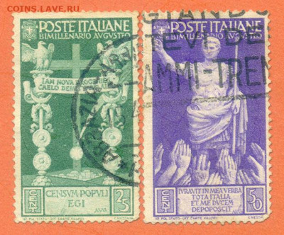 Италия марки 2 шт. 1937 до 4.08. - марки-почта_Италия-1937_2шт_гаш