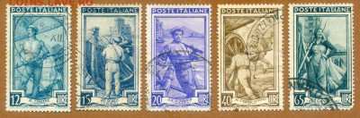 Италия Работа 1950 марки 5 шт. до 4.08. - марки-почта_Италия-1950_Работа_нс-5шт_гаш